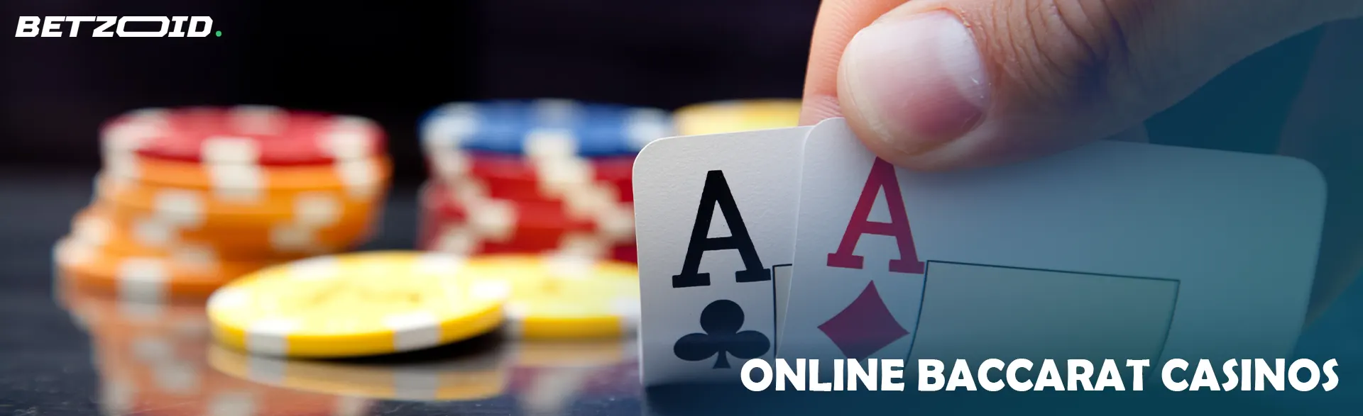 Ace cards on a background of colored betting chips.