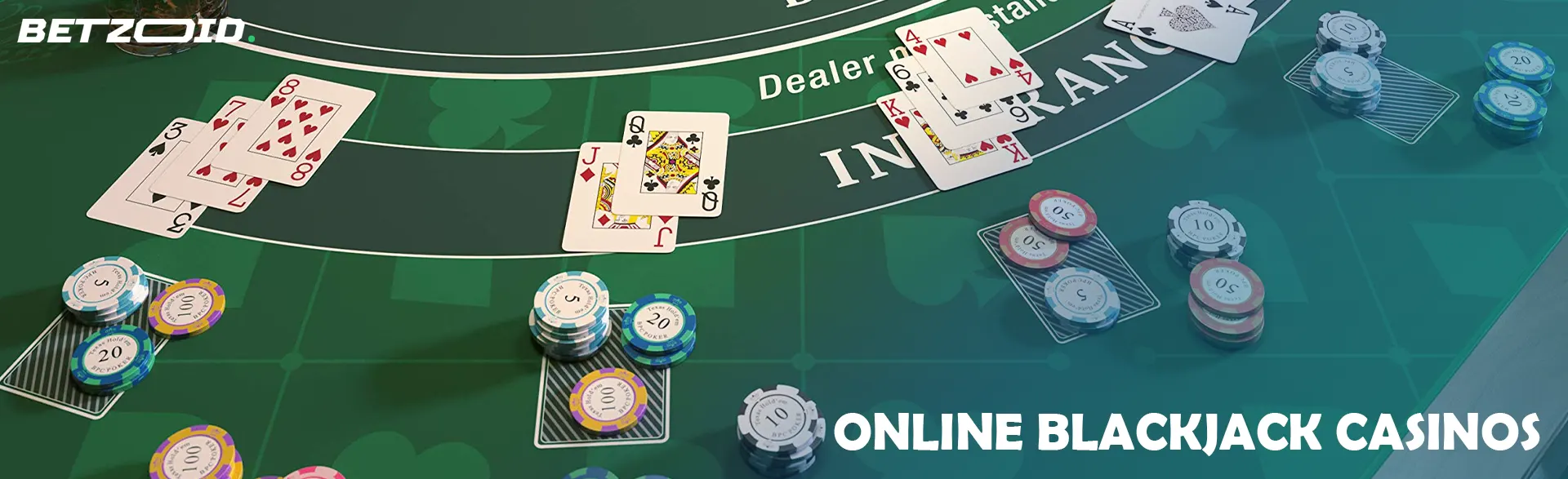 Chips and cards on the blackjack table.