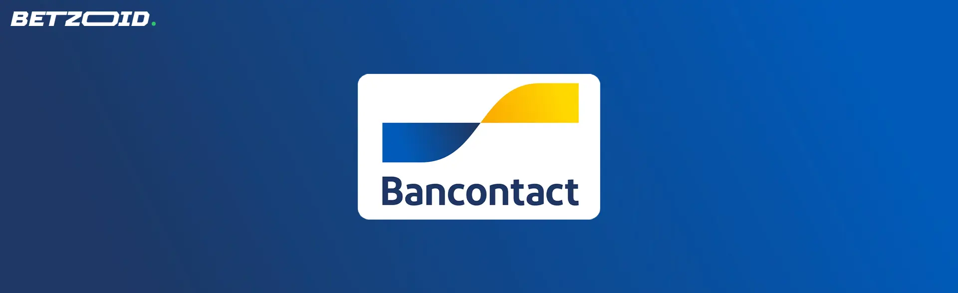Le logo Bancontact sur un fond bleu.