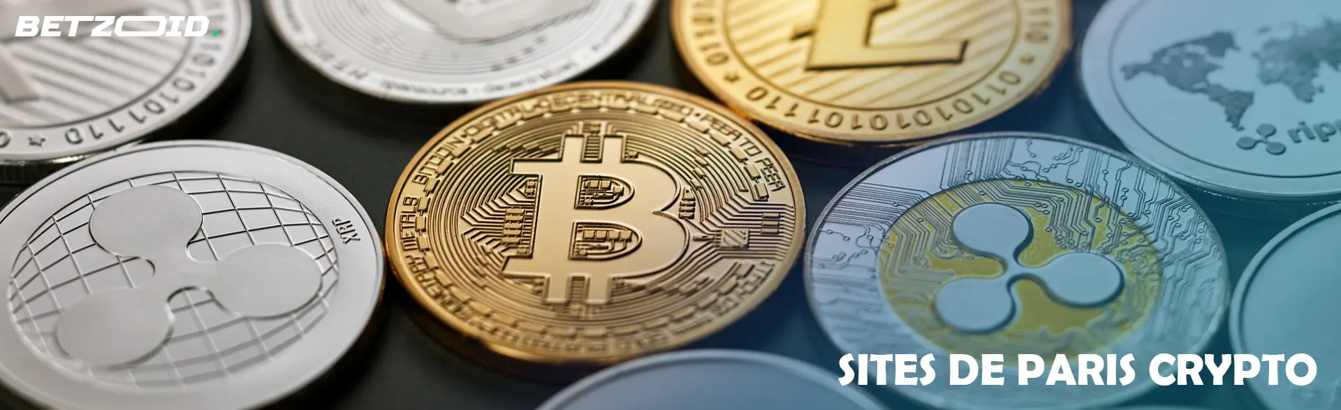 Différentes pièces de cryptomonnaie.