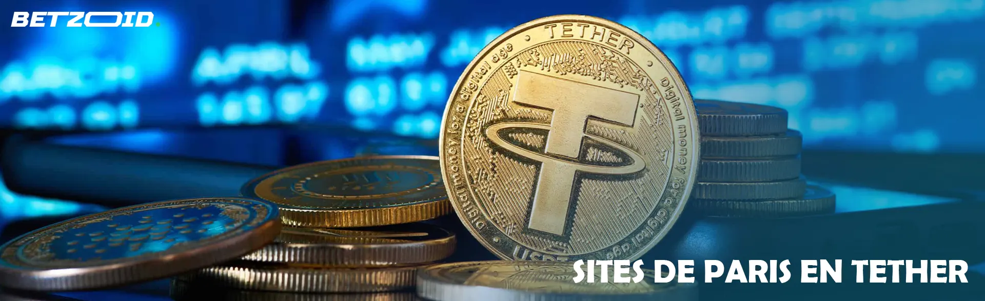 Plusieurs pièces de crypto-monnaie Tether.