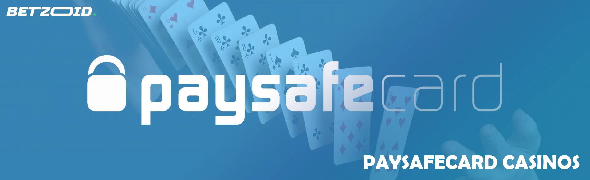 Paysafecard logo on a background of playing cards.