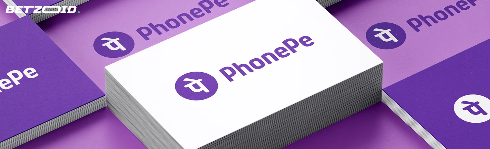 PhonePe logo on business cards.