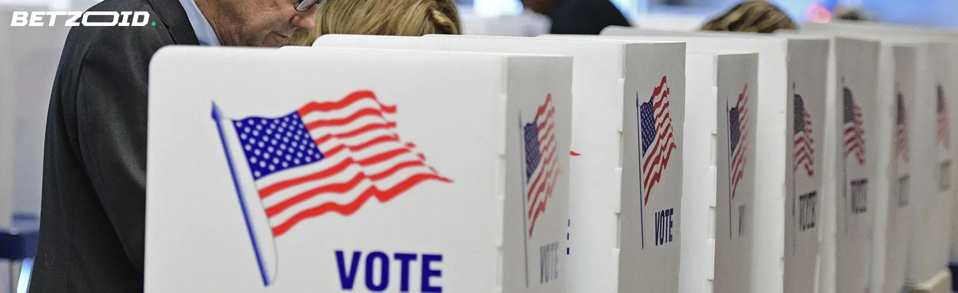 People vote in booths.