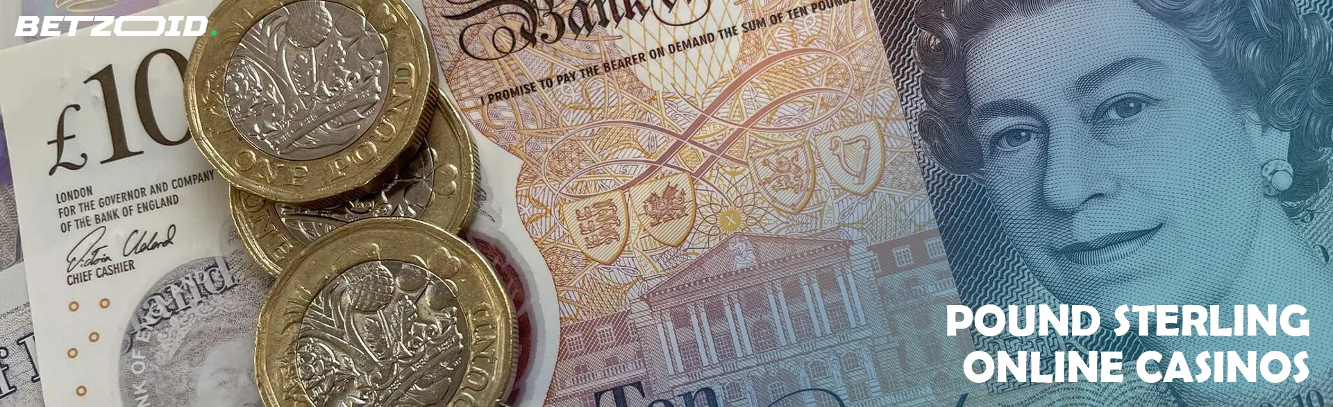 Pound sterling coins and notes.