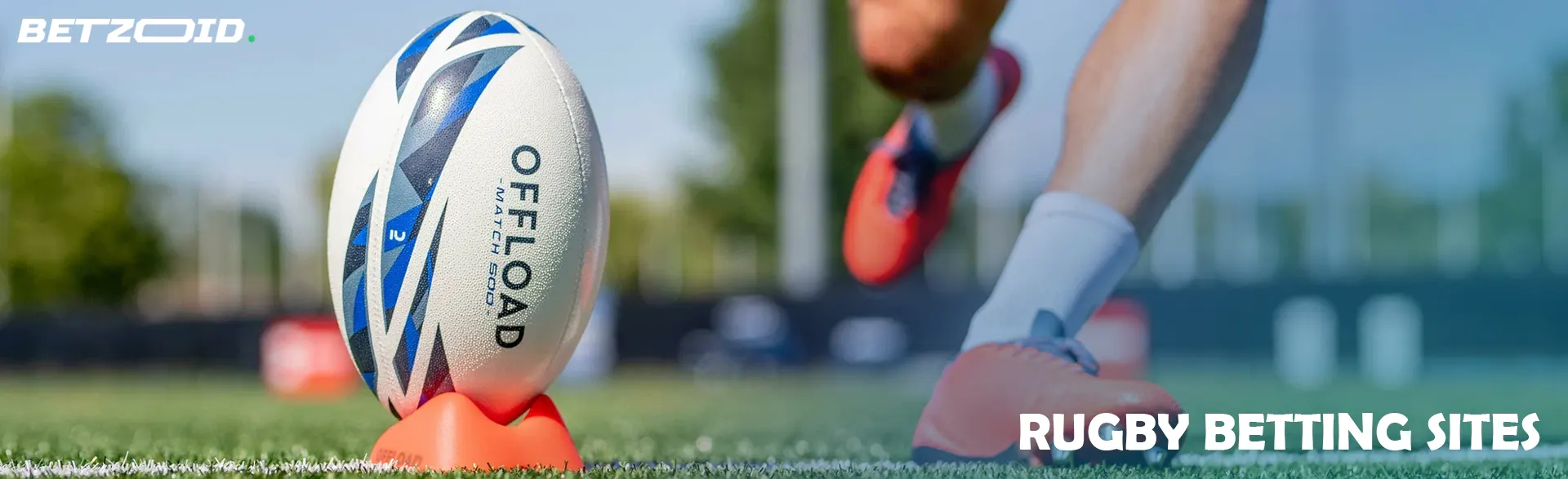The player prepares to hit the rugby ball.