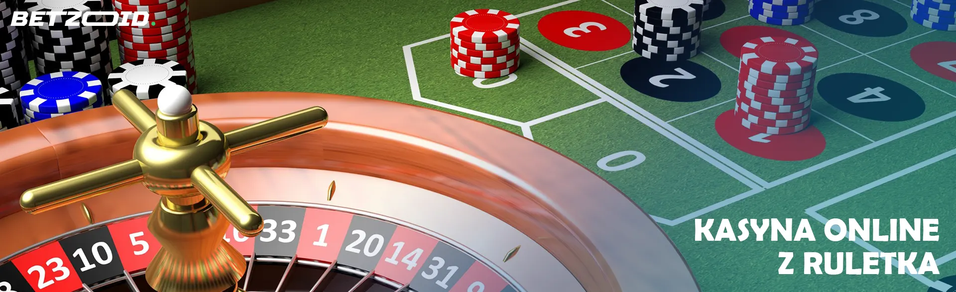 Wirtualna ruletka obok żetonów kasynowych.