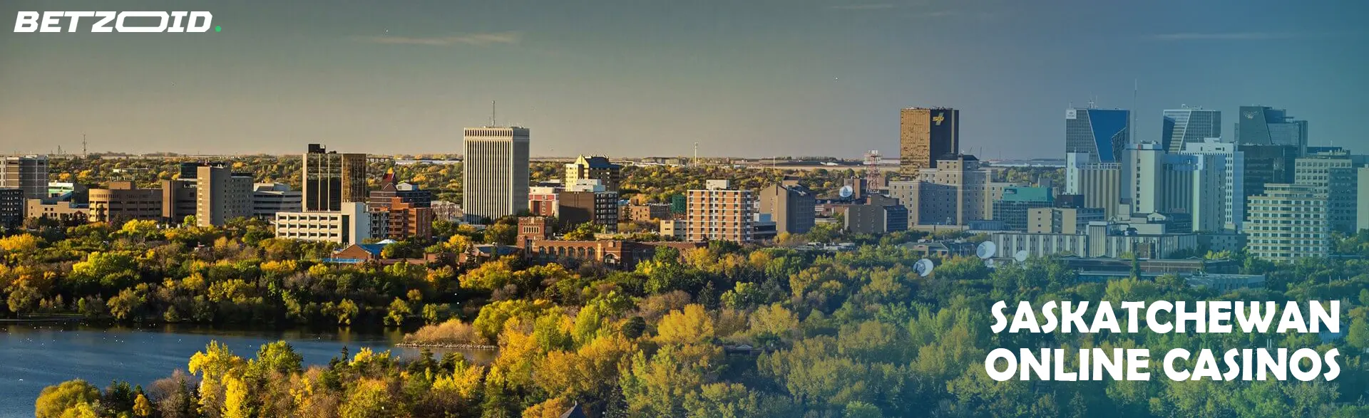 Saskatchewan online casinos with a panoramic view of the city skyline and lush greenery.