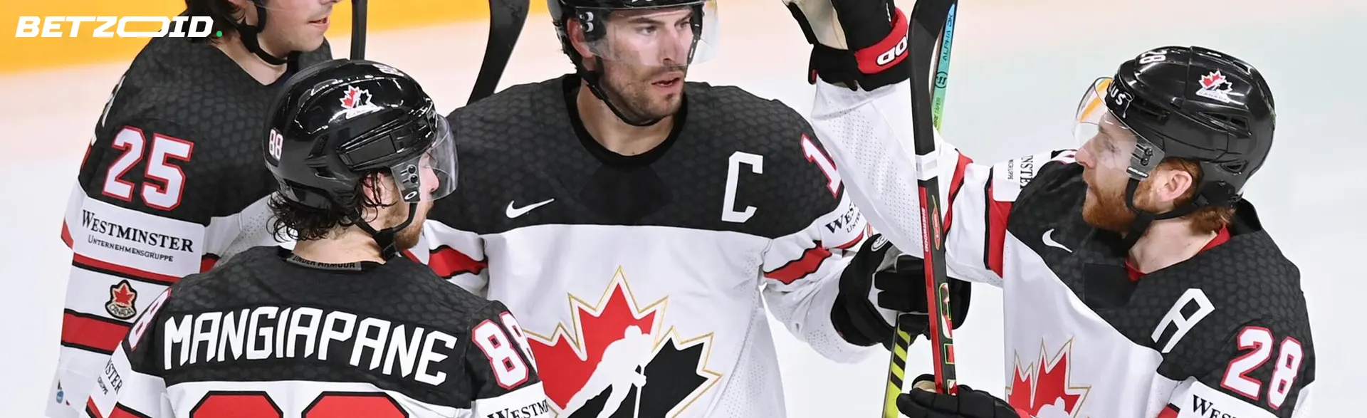 Hokejisté slaví vítězství.