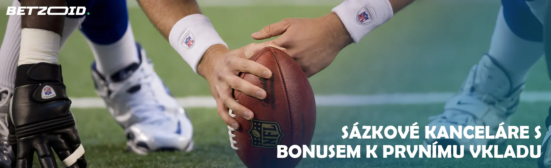 Hráč amerického fotbalu se připravuje na začátek hry.