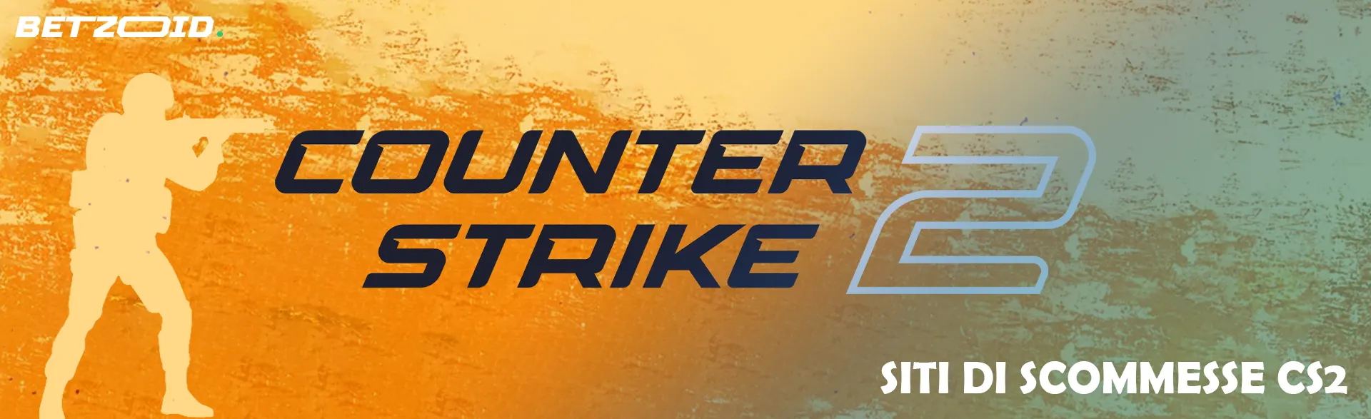 Logo CS2 su sfondo arancione.