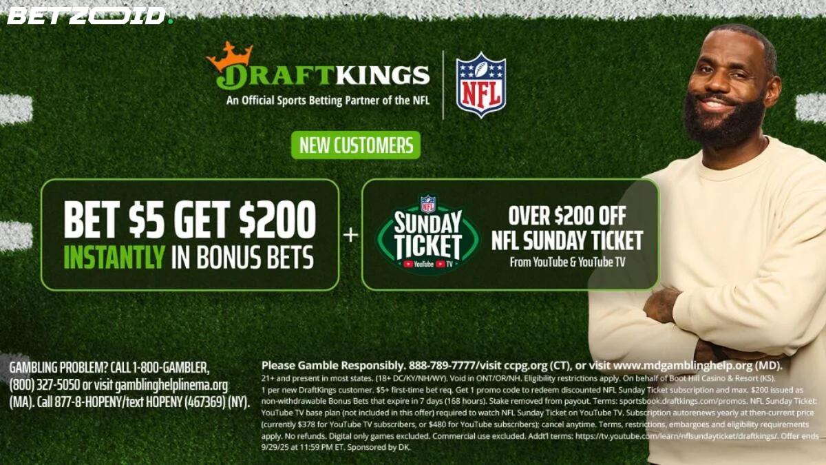 Score $200 in Bonus Bets for Tuesday's Football Matches with DraftKings.
