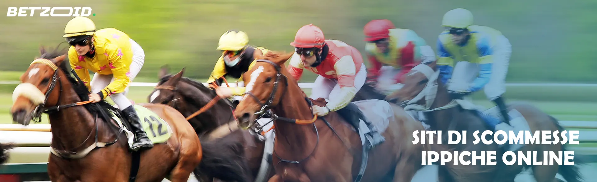 Corsa di cavalli con fantini in abiti colorati.