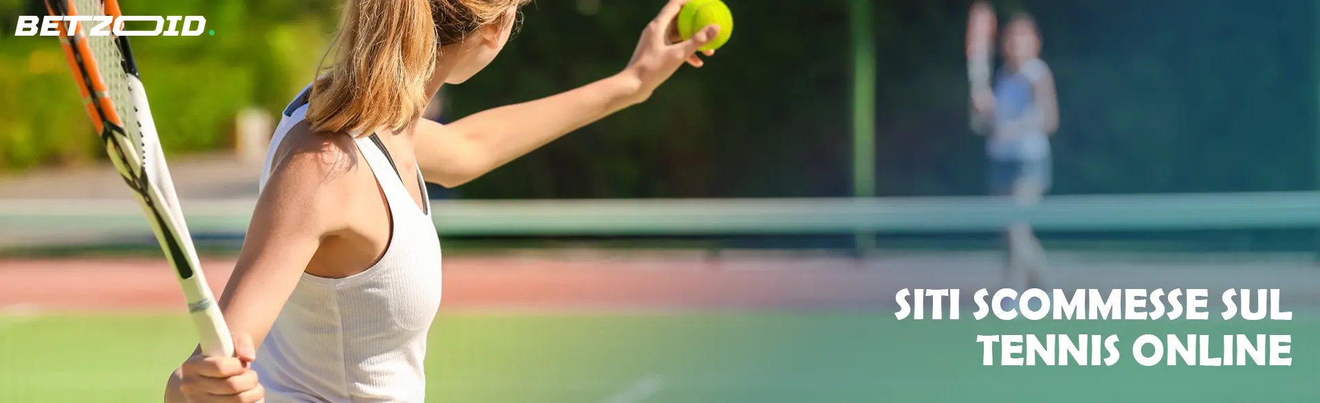 Giocatrice di tennis con racchetta e palla.