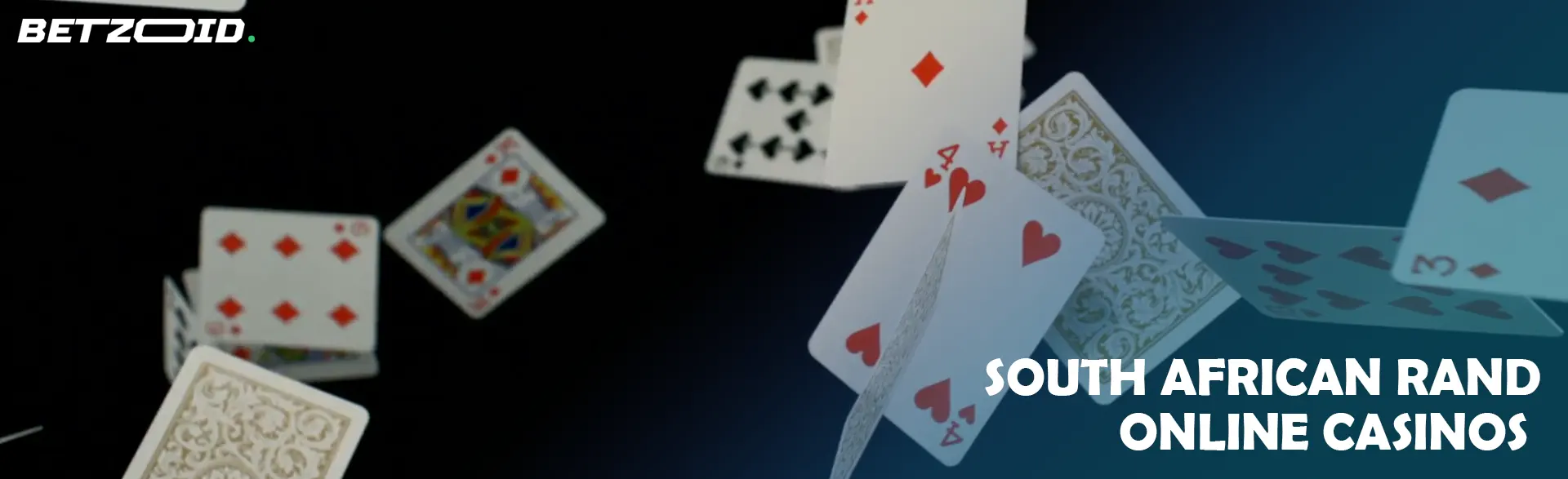 Cards fly in the air on a dark background.