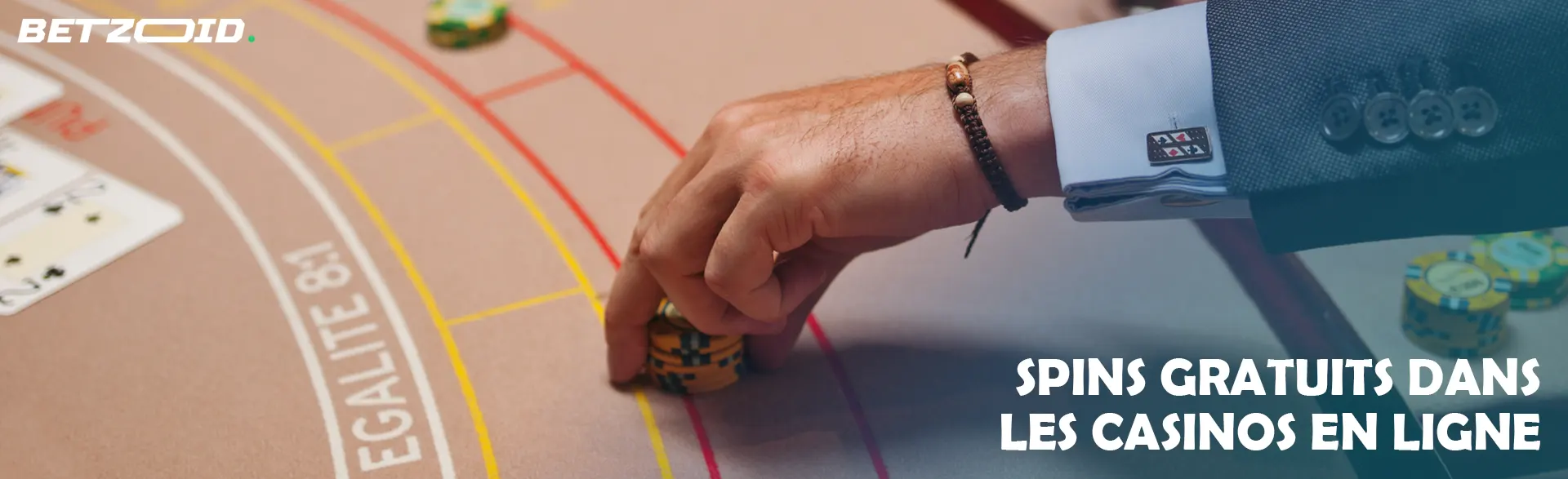 Le joueur parie avec des jetons de casino.