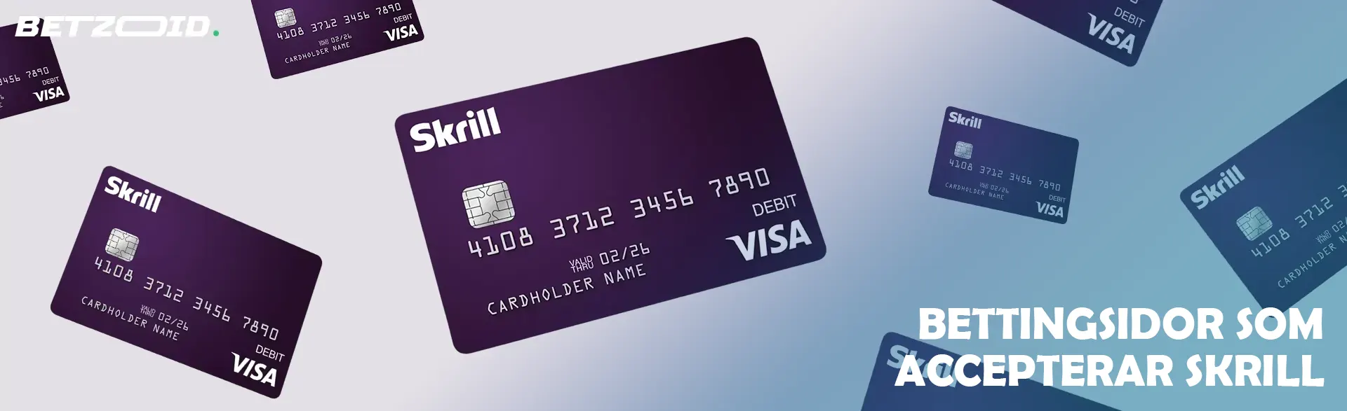 Flera Skrill-kort mot en ljus bakgrund.