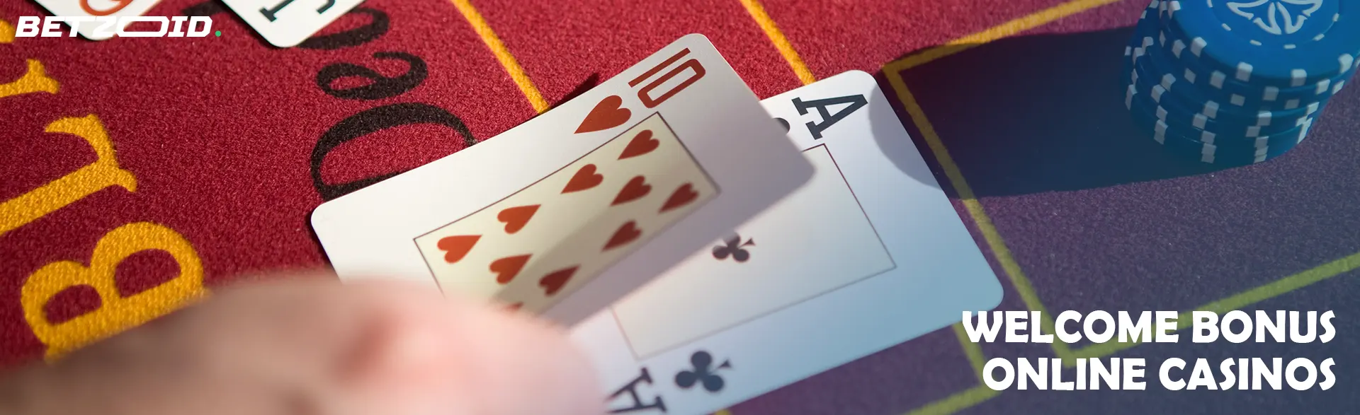 The player lays the cards on the casino table.
