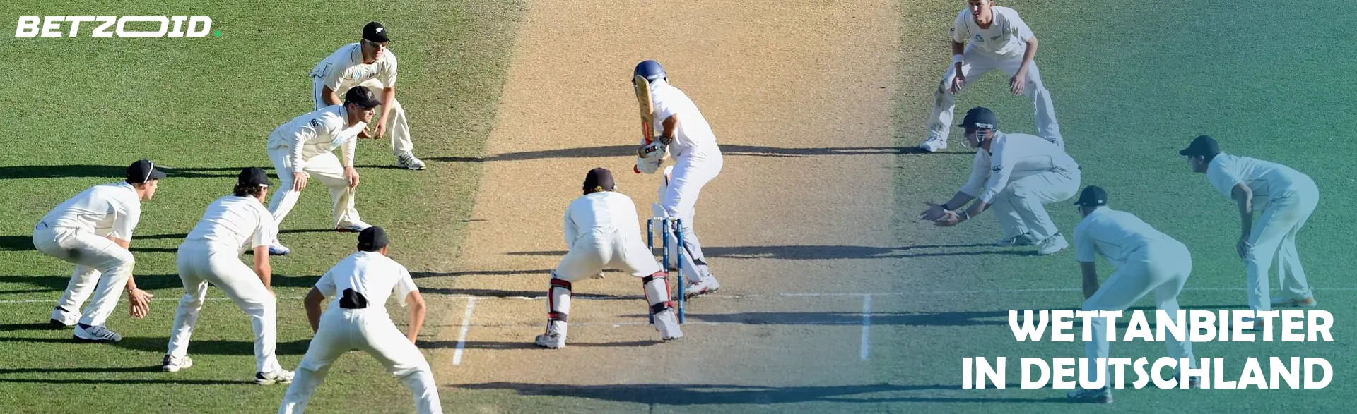 Cricketspieler in Aktion während eines Spiels.