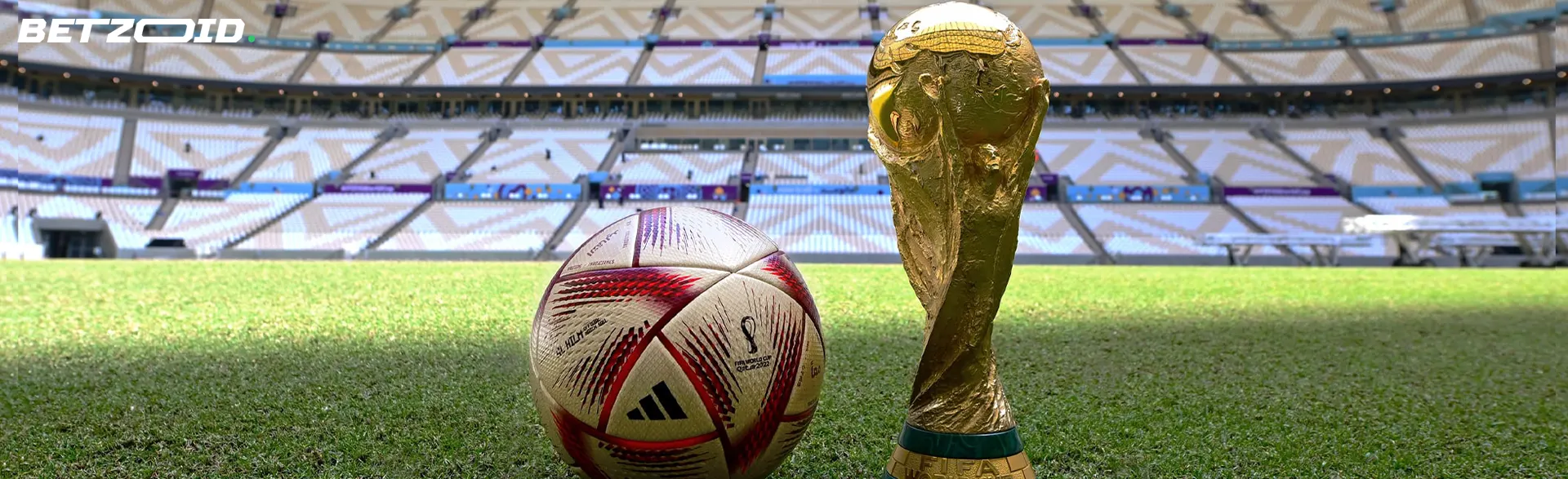 Soccer ball next to the world cup.
